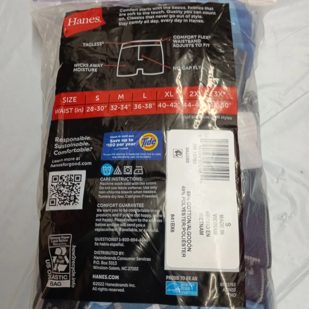 Hanes 6 Pack Men's Underwear Boxers Breathable Assorted Colors Size S (28-30